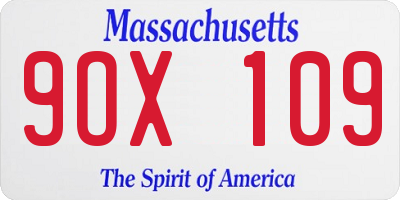 MA license plate 9OX109