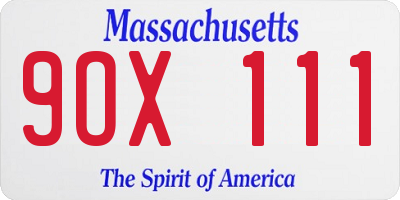 MA license plate 9OX111