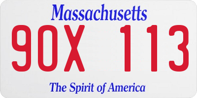 MA license plate 9OX113