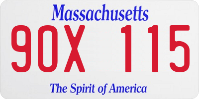MA license plate 9OX115