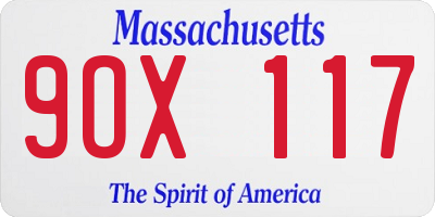 MA license plate 9OX117