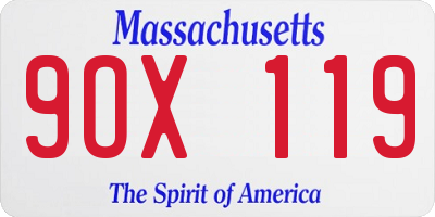 MA license plate 9OX119