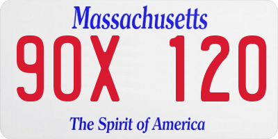 MA license plate 9OX120