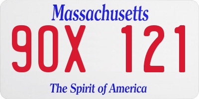MA license plate 9OX121