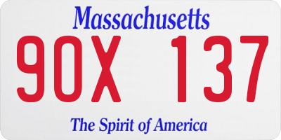 MA license plate 9OX137