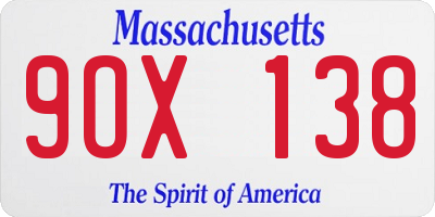 MA license plate 9OX138