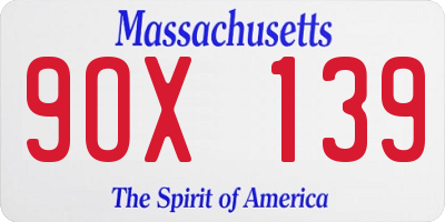 MA license plate 9OX139