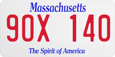 MA license plate 9OX140