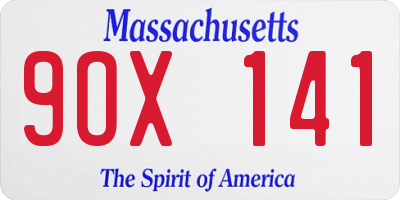 MA license plate 9OX141