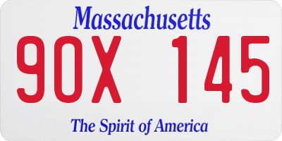 MA license plate 9OX145