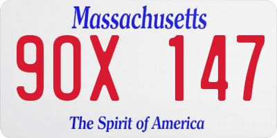 MA license plate 9OX147