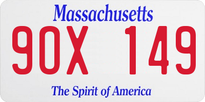 MA license plate 9OX149