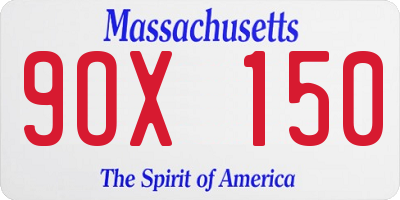 MA license plate 9OX150