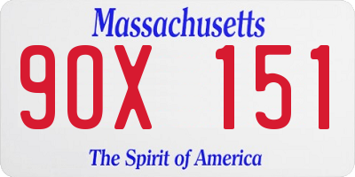 MA license plate 9OX151
