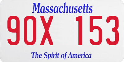 MA license plate 9OX153
