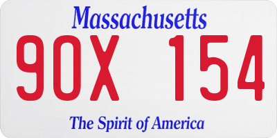 MA license plate 9OX154