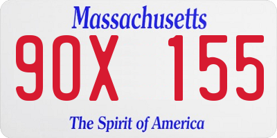 MA license plate 9OX155