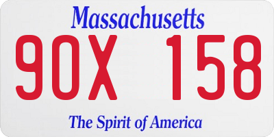 MA license plate 9OX158