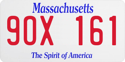 MA license plate 9OX161