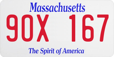 MA license plate 9OX167