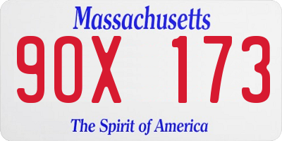 MA license plate 9OX173