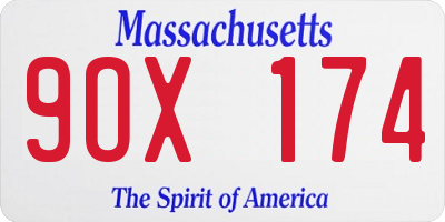 MA license plate 9OX174