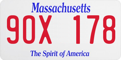 MA license plate 9OX178