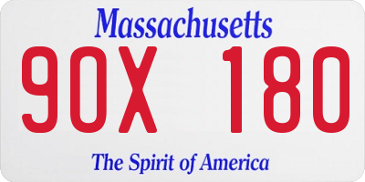 MA license plate 9OX180