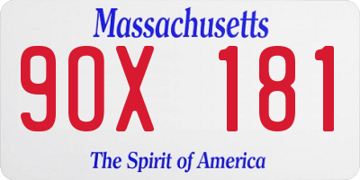 MA license plate 9OX181