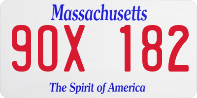 MA license plate 9OX182