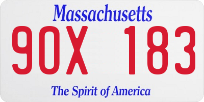MA license plate 9OX183