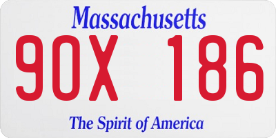 MA license plate 9OX186