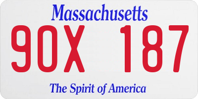 MA license plate 9OX187