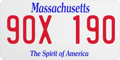 MA license plate 9OX190