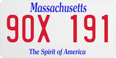 MA license plate 9OX191