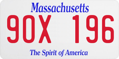 MA license plate 9OX196