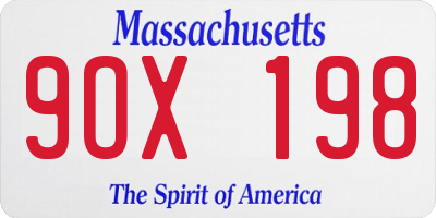 MA license plate 9OX198
