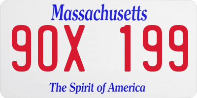 MA license plate 9OX199