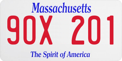 MA license plate 9OX201