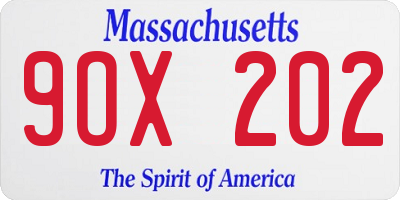 MA license plate 9OX202