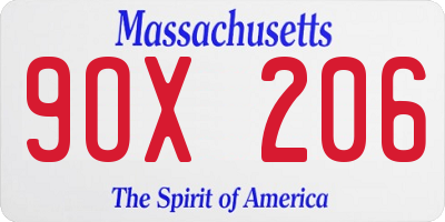 MA license plate 9OX206