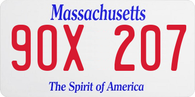 MA license plate 9OX207
