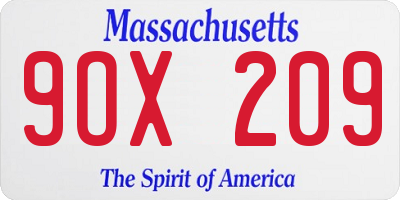 MA license plate 9OX209