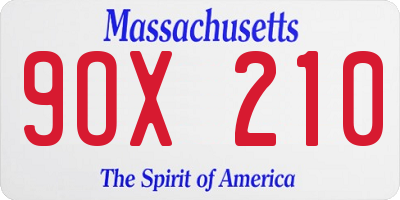 MA license plate 9OX210