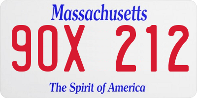 MA license plate 9OX212
