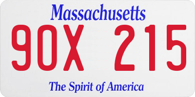 MA license plate 9OX215