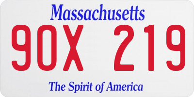 MA license plate 9OX219