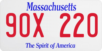 MA license plate 9OX220