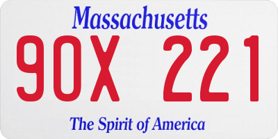 MA license plate 9OX221