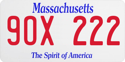 MA license plate 9OX222